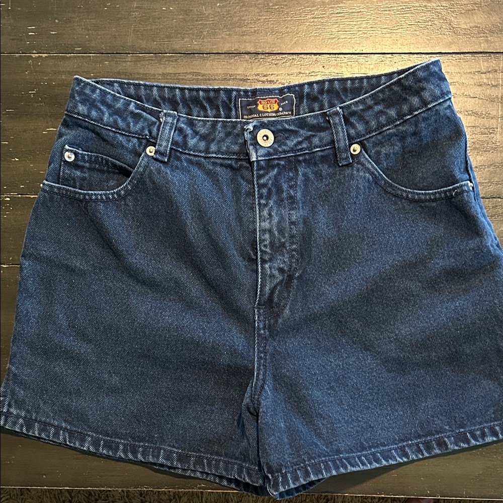 Vintage Route 66 Blue Denim Women's Jean Shorts - Picture 2 of 4